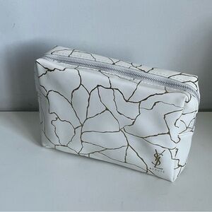YSL Beauté White and Gold Cosmetic Bag